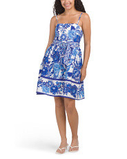 Square Neck Sun Dress With Belt | Marshalls