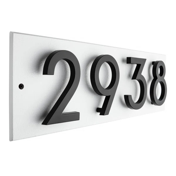 Floating Stand-Off 4-Number Horizontal Sign, White /W/ Black Modern Font Numbers | Wayfair North America