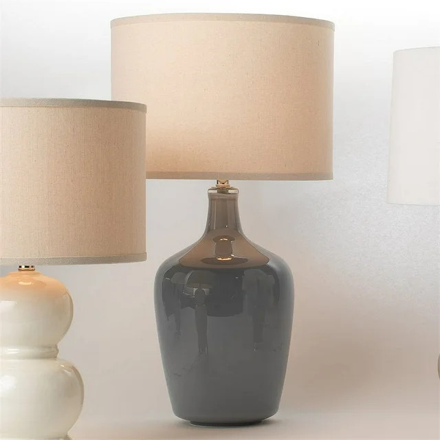 Eden Home 29.25" Transitional Glass Plum Jar Table Lamp in Dove Gray Finish | Walmart (US)