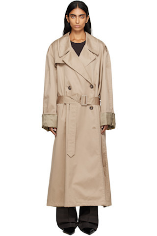 Beige Cotton Trench Coat | SSENSE