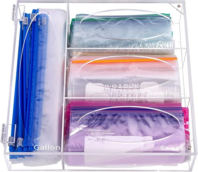 NPPLUS Ziplock Bag Storage Organizer, Acrylic Baggie Organizer Plastic Bag Dispenser Holder For G... | Amazon (US)