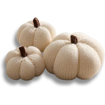 Cozy Mini Knit Set of 3 Ivory Pumpkins (Snowdrop Multi-Size Set) | Amazon (US)
