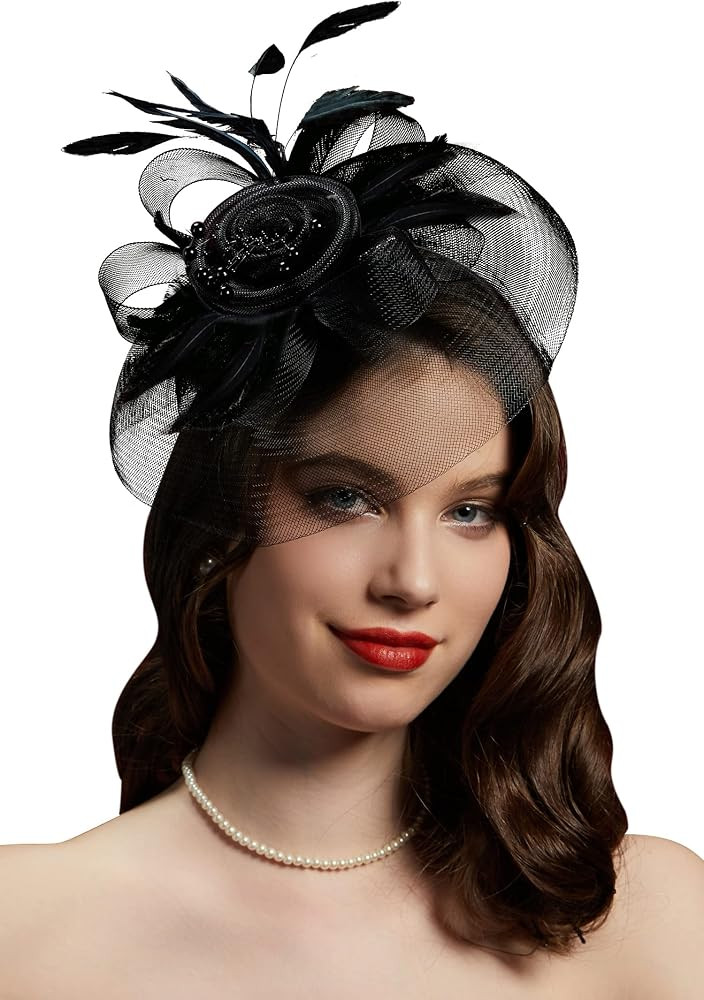 Cizoe Tea Party Fascinator Hats for Womens 50s Headwear with Veil Flower Cocktail Wedding Church ... | Amazon (US)
