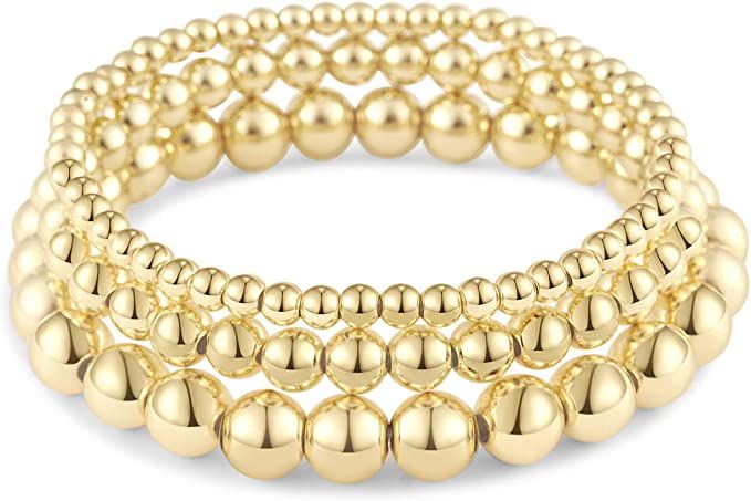 Hapuxt 14K Real Gold Plated Bead Bracelet | Inspirational Gold Bracelet for Women | Amazon (US)