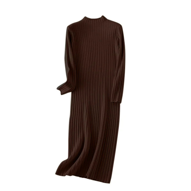 Annhoo Knitted Dresses for Women Casual Long Sleeve Mock Neck Sweater Dress Ladies Fall Winter Co... | Walmart (US)