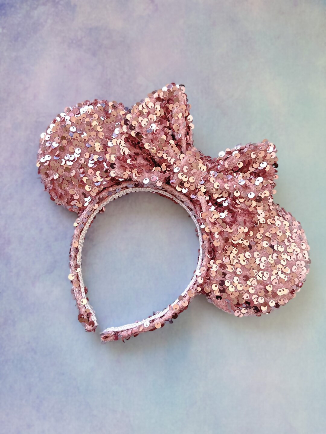 Rose Gold Velvet Sequin Minnie Mickey Mouse Ears Sequin Disney Pink Adult Women's Headband Access... | Etsy (US)