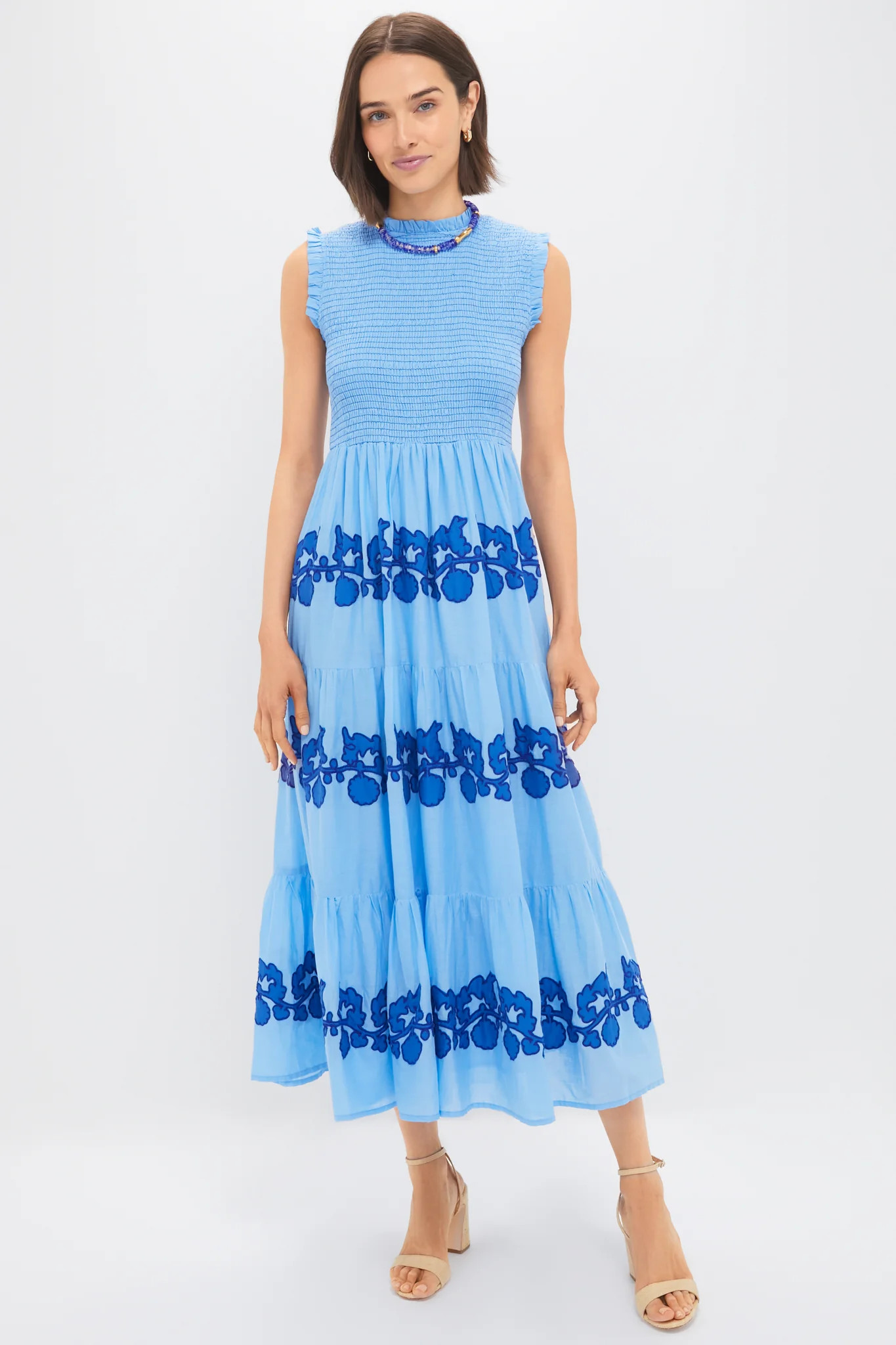Exclusive Tangier Blue Sleeveless Smocked Maxi Dress | Tuckernuck (US)