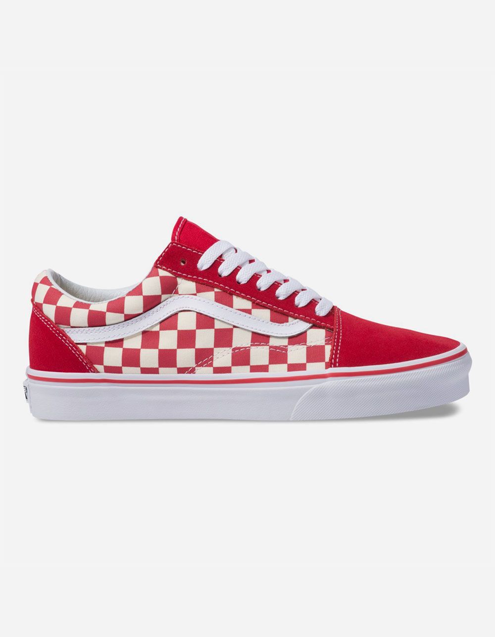 VANS PRIMARY CHECK OLD SKOOL RACING RED & WHITE SHOES | Tillys