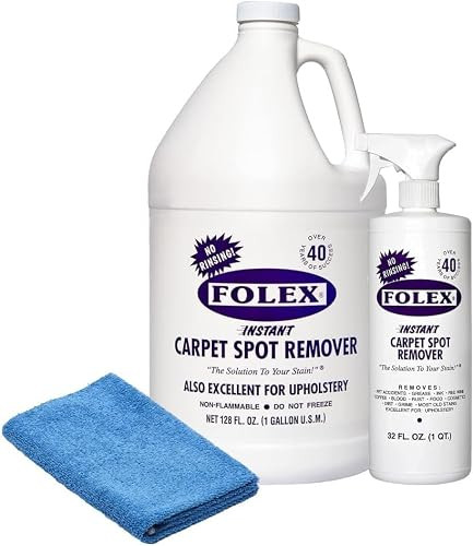 Plexon Microfiber Cleaning Cloth with Instant Carpet Spot Remover Spray 32 Fl Oz and 128 Fl oz (1 Gallon) refill for Folex Carpet Spot Remover | Amazon (US)