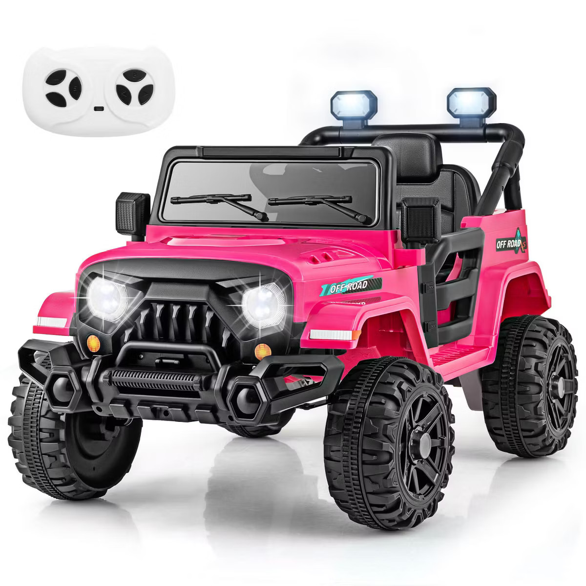 Costway 12V Kids Ride on Truck Car w/Remote Control, Threaded Wheels 3 Speeds LED Lights | Target