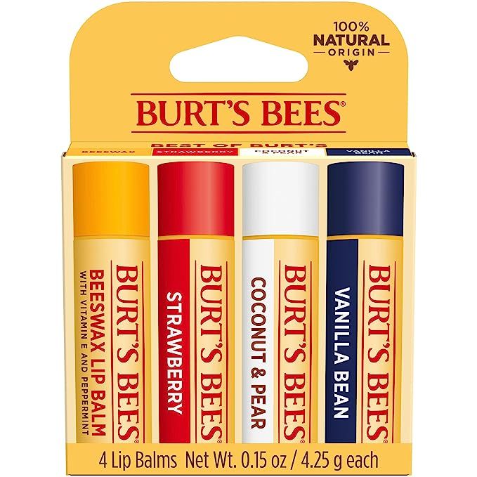 Burt's Bees 100% Natural Origin Moisturizing Lip Balm, Multipack, Original Beeswax, Strawberry, C... | Amazon (US)