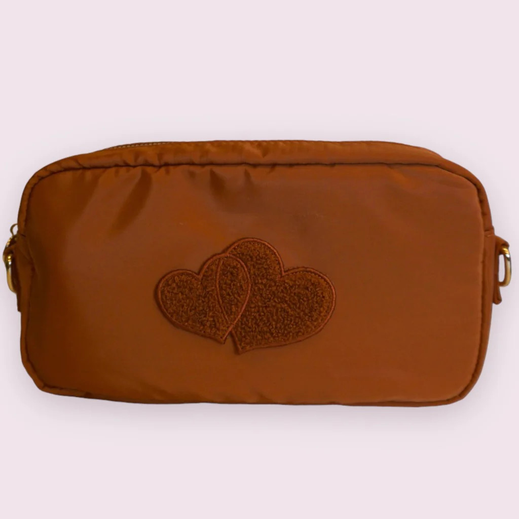 Brown Double Hearts Crossbody | bloc bags