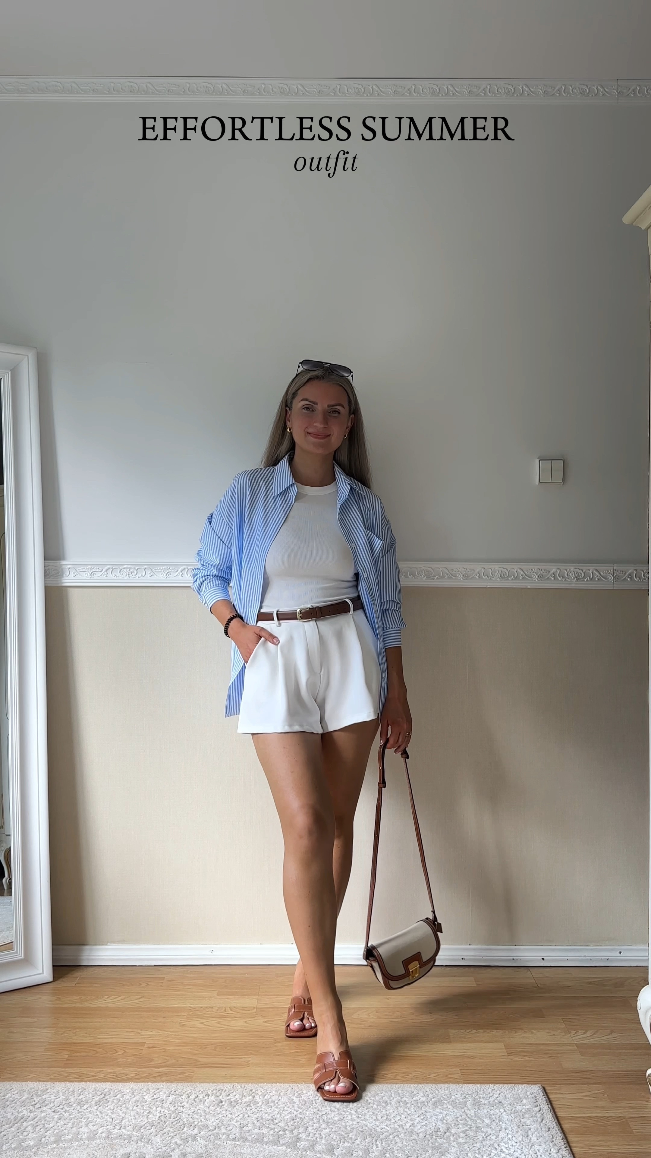Summer outfit inspo 🤍

Styling white wide leg shorts with a solid white rib knit tank top, oversized baby blue and white stripe shirt, brown flats, matching brown belt and a cute mini canvas crossbody bag for an effortless summer look 🥰

#LTKFindsUnder100 #LTKStyleTip #LTKFindsUnder50
