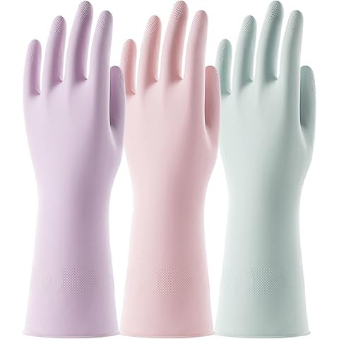 Rubber dishwashing gloves 3 or 6 Pairs Kitchen dish gloves Cleaning gloves for household,Reusable... | Amazon (US)