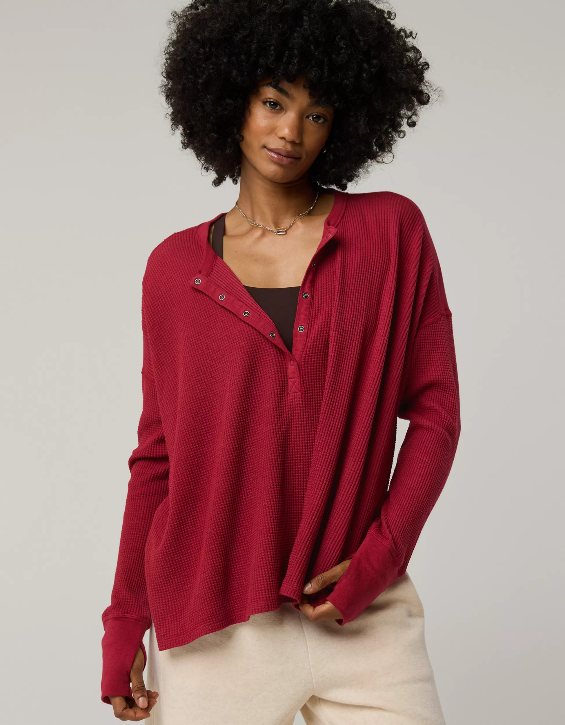 OFFLINE By Aerie Wow! Waffle Henley T-Shirt | Aerie