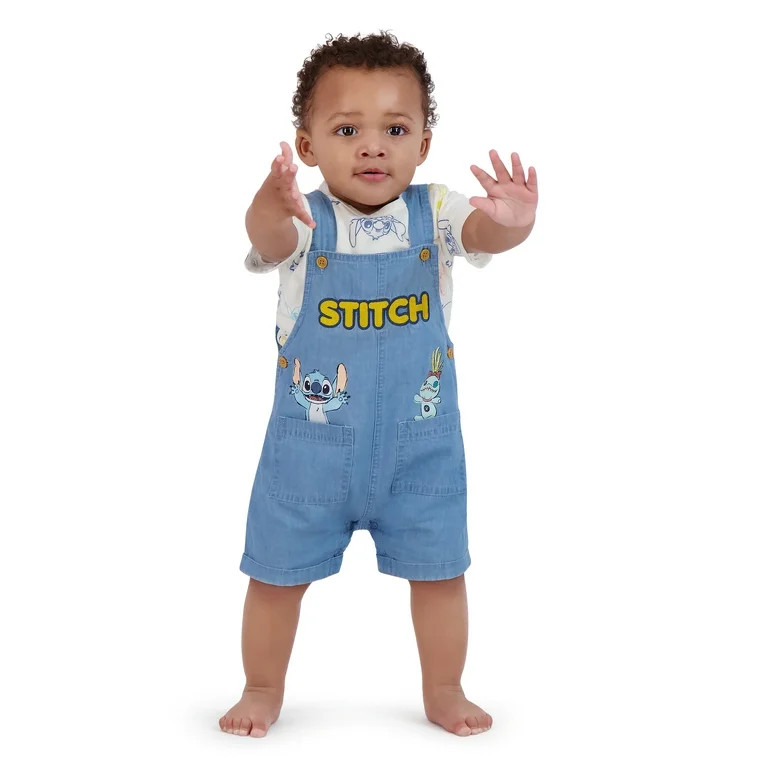 Stitch Baby Boy Shortall Set, Sizes 0/3 Months-24 Months | Walmart (US)