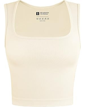 OLCHEE Womens Ribbed Crop Tank Tops Seamless Square Neck Sleeveless Cropped Shirts 2025 Summer Tr... | Amazon (US)