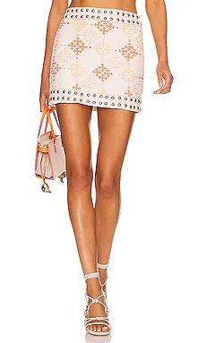 MAJORELLE Liza Embroidered Mini Skirt in Desert Multi from Revolve.com | Revolve Clothing (Global)