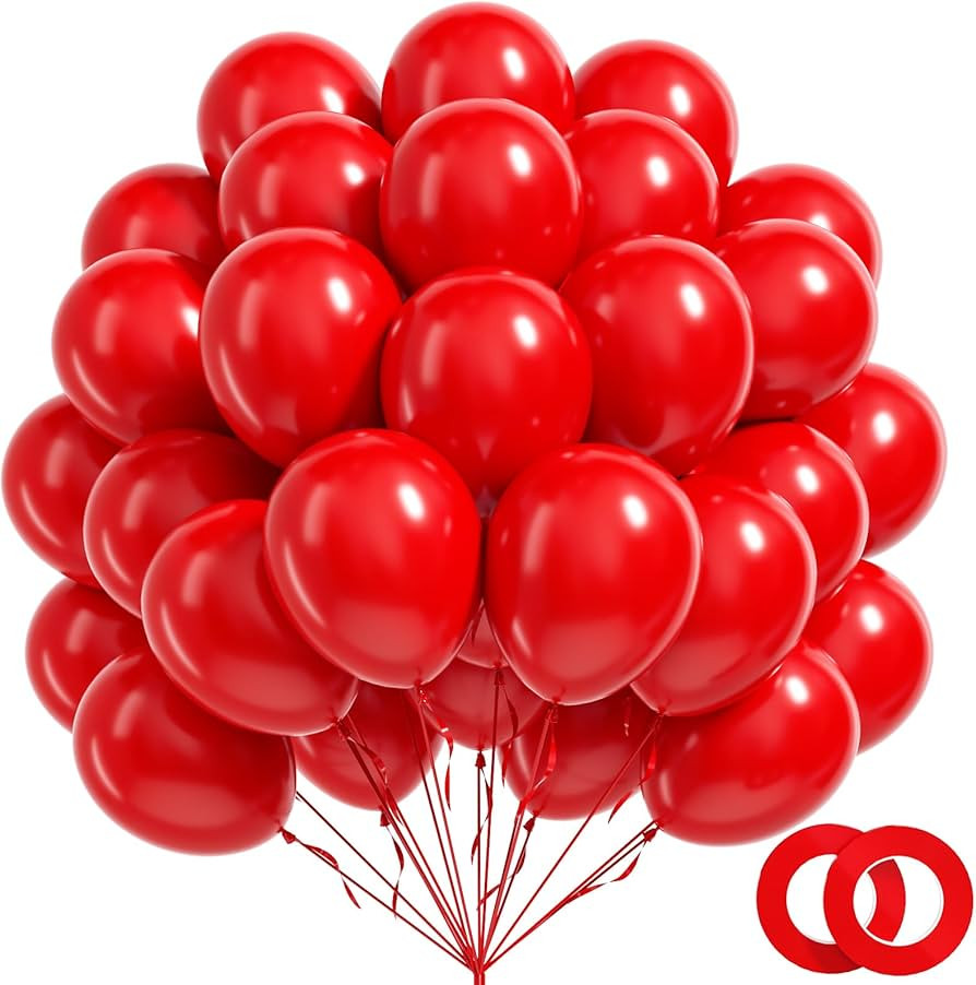 FOTIOMRG 100 Pack Balloons 12 inch - Red Latex Balloons for Valentines Day Birthday Wedding Party... | Amazon (US)