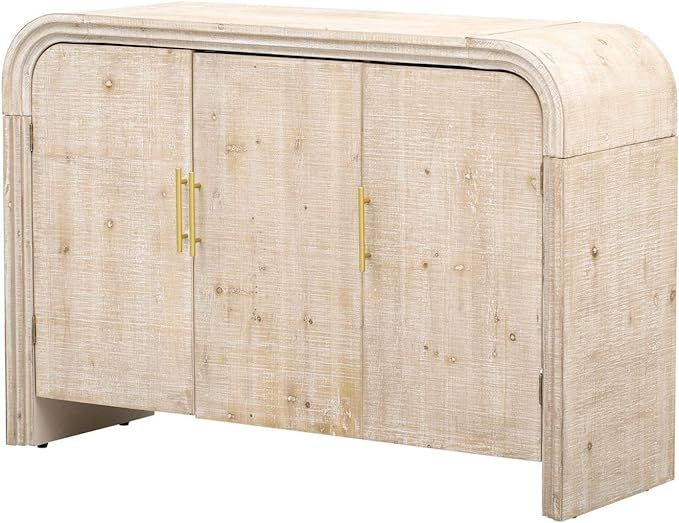 Retro Minimalist Curved Sideboard with Gold Handles and Adjustable Dividers, Elegant Storage Cabi... | Amazon (US)