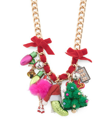Santa Baby Charm Bow Necklace | TJ Maxx