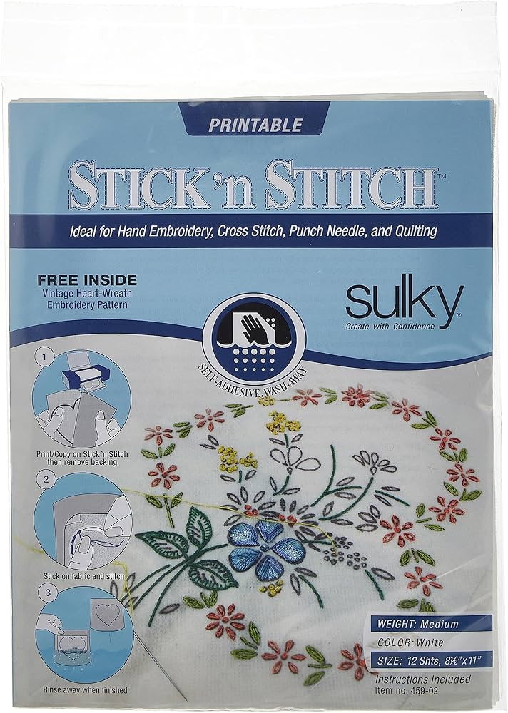 Sulky Stick 'n Stitch Printable Sheets 12/Pkg-White, 8.5"x11" | Amazon (US)