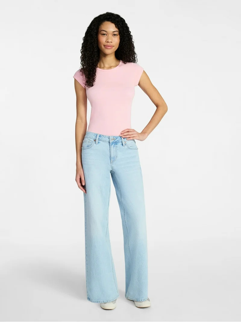 No Boundaries Seamless Short Sleeve Bodysuit, Women's XXS-XXL | Walmart (US)