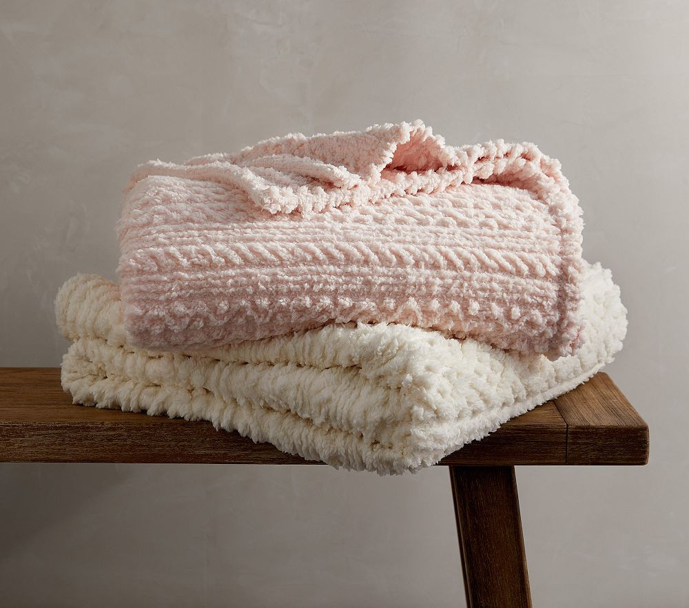 Carved Cable Sherpa Bed Blanket | Pottery Barn Kids