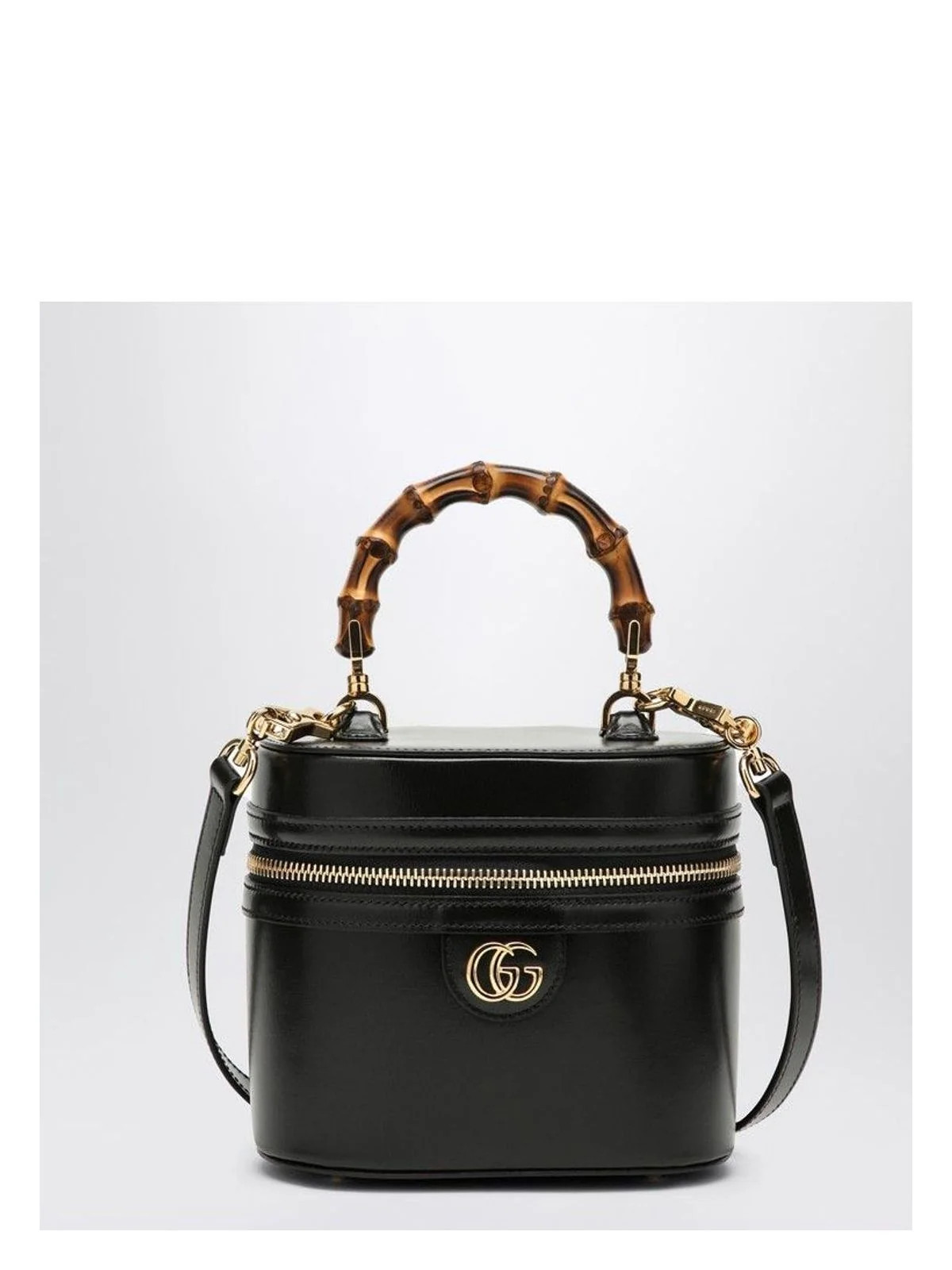 Gucci Women's Leather Mini Bamboo Bag in Black | 76020010O0G | LOZURI