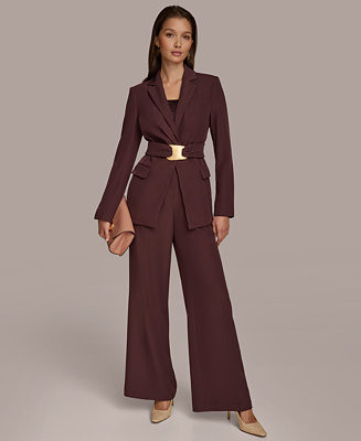 Women's Belted Blazer & Wide Leg Pants | Macy's
