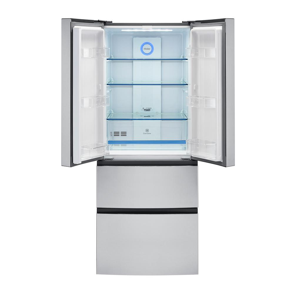 Haier 28 in. W 15 cu. ft. French Door Refrigerator in Stainless Steel-HRF15N3AGS - The Home Depot | Home Depot