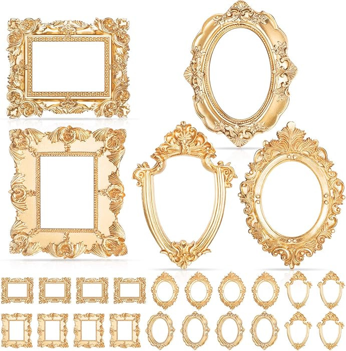 20 Pcs Vintage Mini Picture Frames Small Antique Resin Photo Frame Wall Hanging for DIY Jewelry D... | Amazon (US)