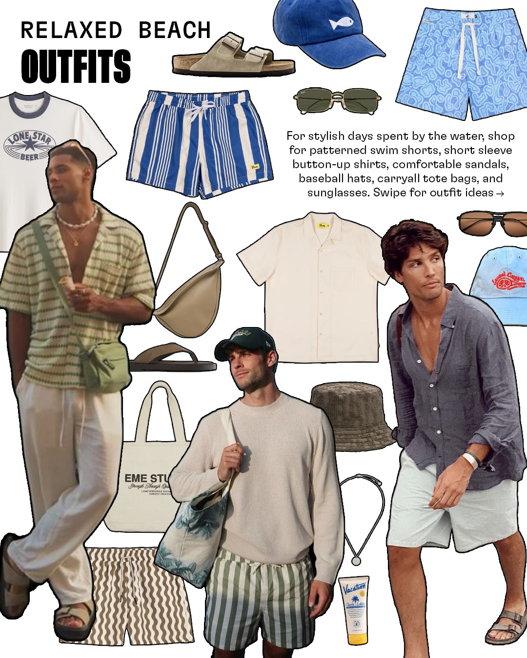 relaxed beach outfits 🐚 find your ideal summer style on astyleset.com/mens-summer-style-quiz

#LTKStyleTip #LTKSwim #LTKMens