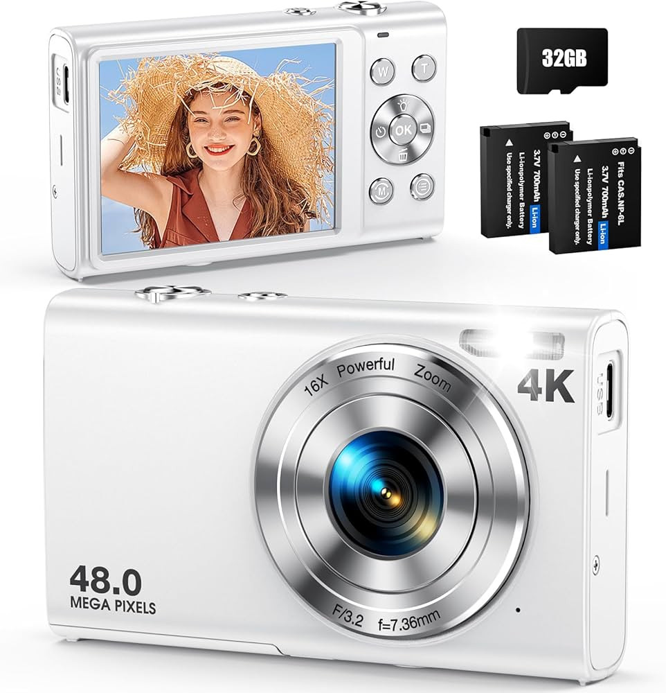 Digital Camera, Autofocus 48MP UHD 4K Vlogging Camera 16X Digital Zoom, Portable Compact Point an... | Amazon (US)