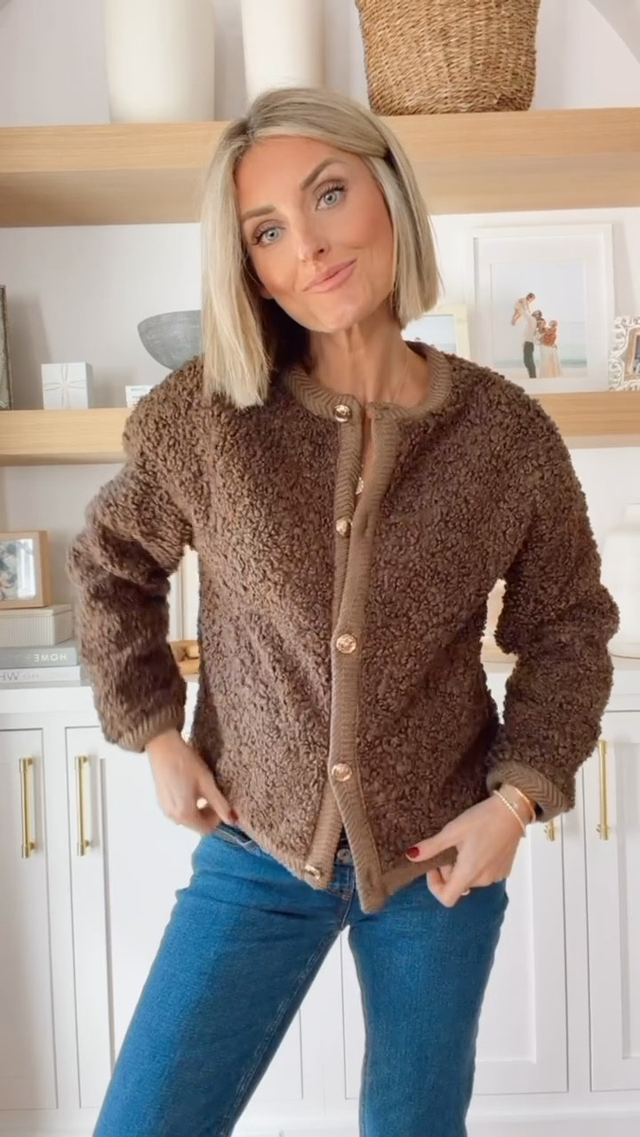 How cute is this brown Sherpa jacket?! I love the gold buttons! It comes in several colors! Wearing S. 

Loverly Grey, Amazon find, Amazon fashion, brown Sherpa jacket, winter fashion, winter outfit ideas 

#LTKootd #LTKSeasonal