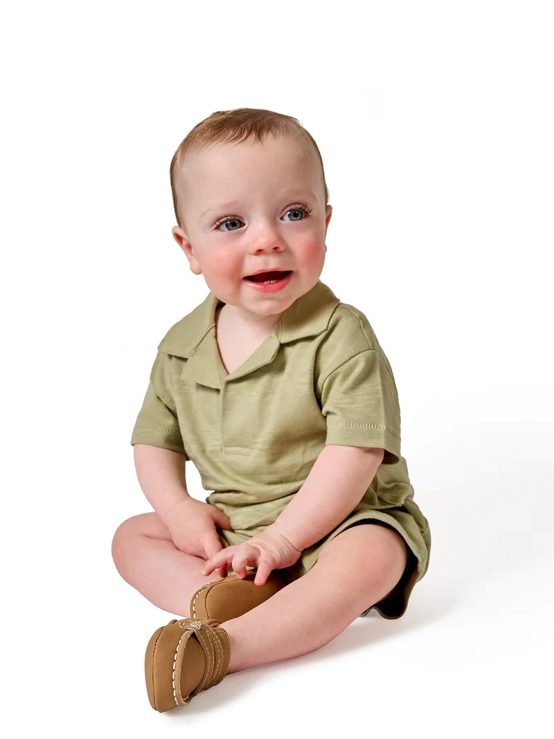Modern Moments by Gerber Baby Boy Organic Johnny Collar Top, Sizes 0/3 Months - 24 Months | Walmart (US)