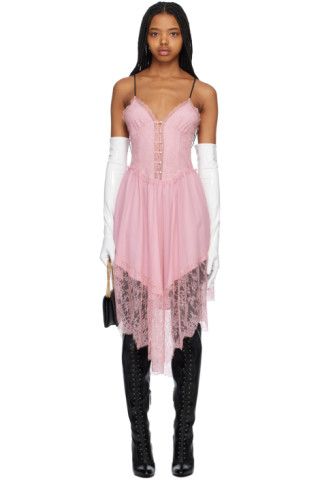 Gucci - Pink V-Neck Midi Dress | SSENSE