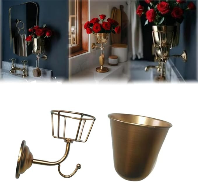 Opal Wall Vessel, Brass Wall Vase, Multi-Function Hanging Organizer for Home, Suitable for Home S... | Amazon (US)