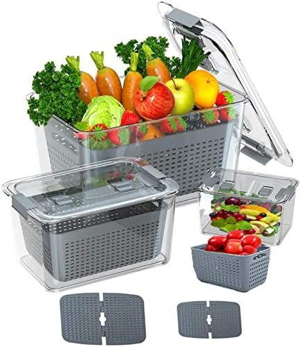 3-pack Vegetable and Fruit Storage Containers for Fridge Organizer Produce Saver Containers for R... | Amazon (US)
