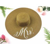 Mrs Floppy Sun Hat - Sequin Bride Beach Hat Custom Floppy To Be Wifey Just Married Honeymoon | Etsy (US)
