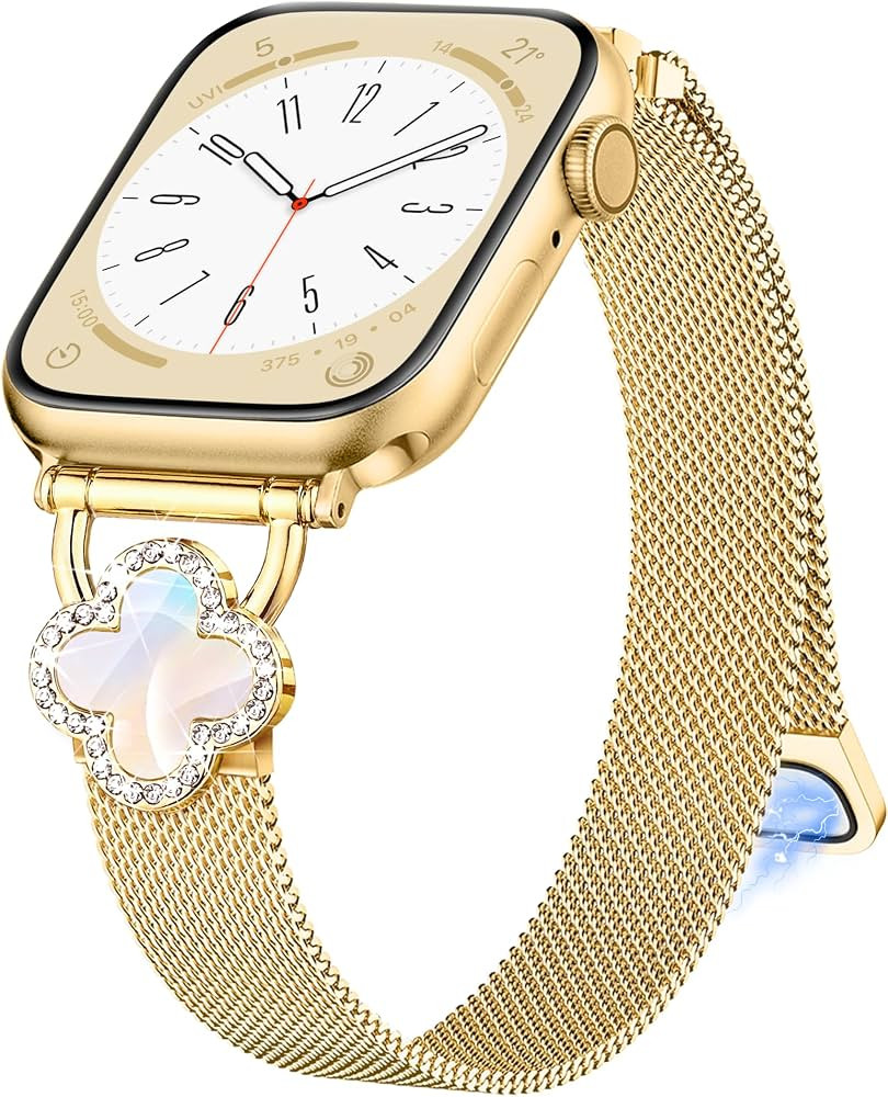 wipalor Thin Clover Magnetic Band for Apple Watch Bands for Women 42mm 41mm 40mm 38mm, Slim Cute ... | Amazon (US)