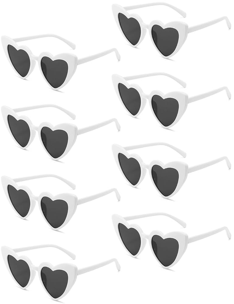 8 Pack Heart Sunglasses Vintage Cat Eye Heart Glasses Retro Bachelorette Bride Sunglasses Bulk fo... | Amazon (US)
