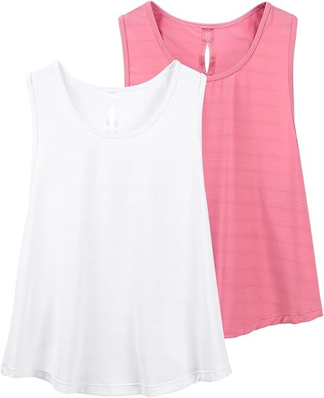 Women's Workout Tank Tops Sports Shirt Sleeveless Yoga Tops Muscle Racerback Athletic Running Tank 2 | Amazon (US)
