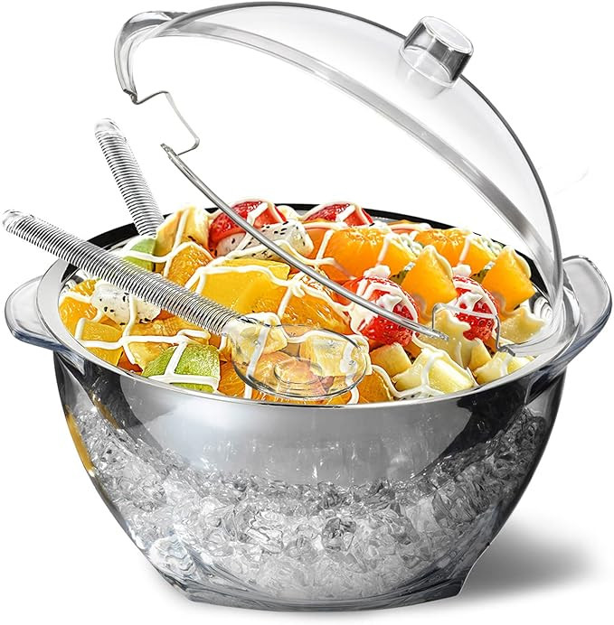 INNOVATIVE LIFE Large Salad Bowl with Ice Chiller Base and Lid, Kitchen Refrigerated Veggie Tray ... | Amazon (US)