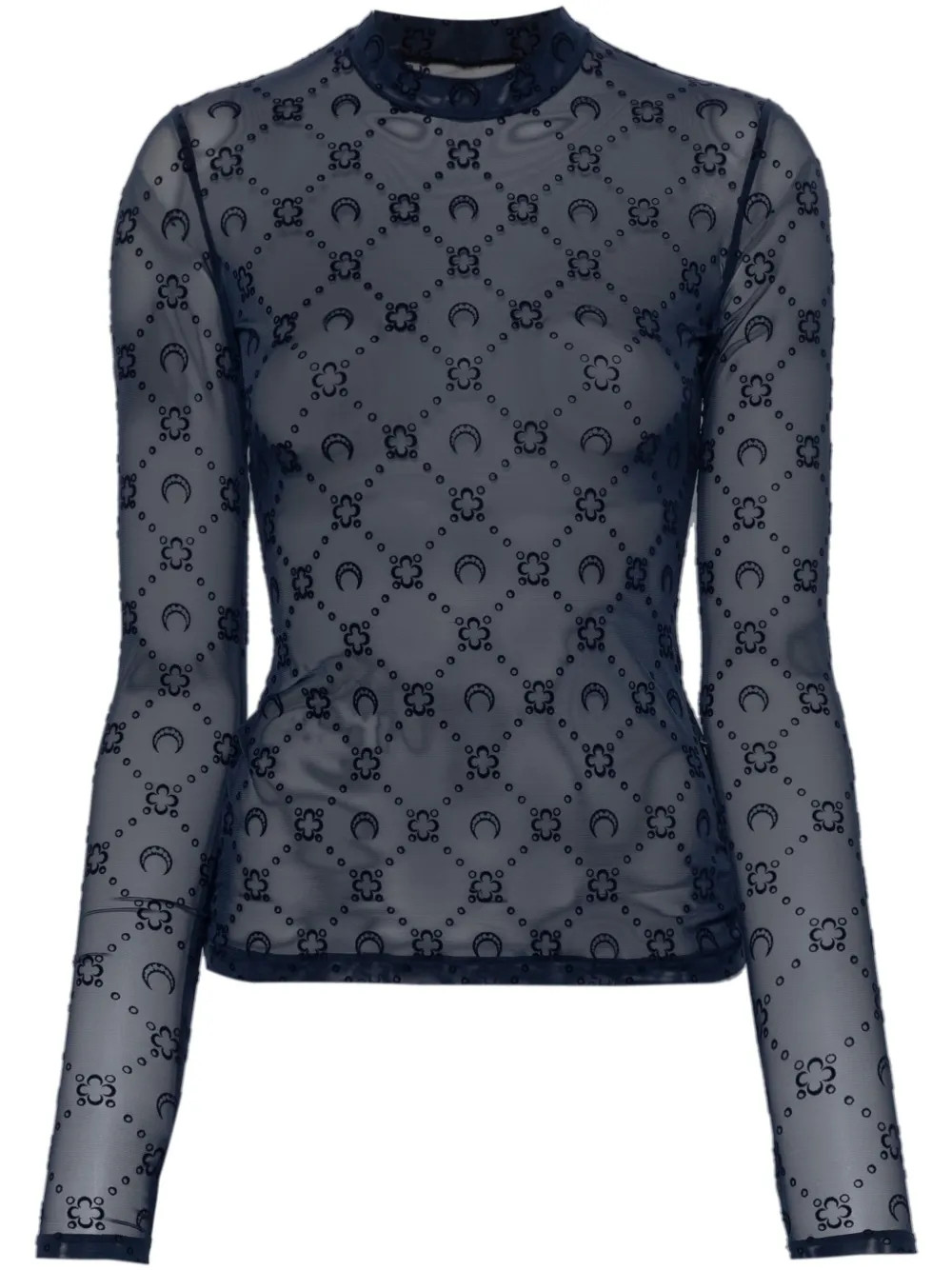 Marine Serre Moonogram Mesh Longsleeved Top | Blue | FARFETCH | Farfetch Global