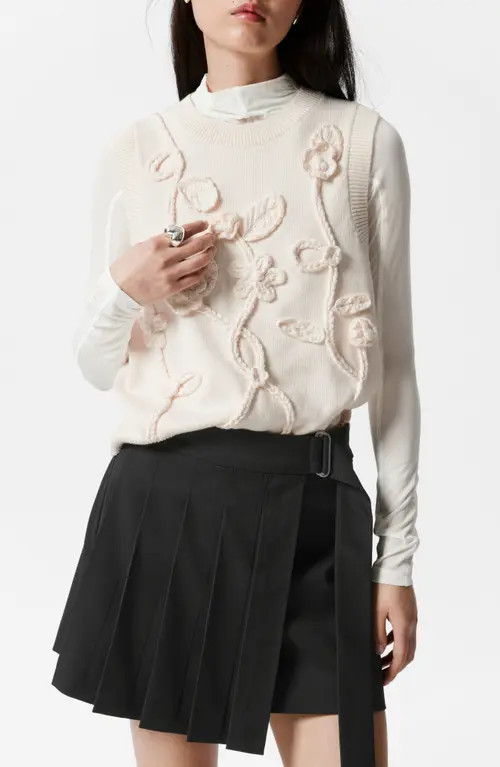 & Other Stories Floral Appliqué Sweater Vest in White Dusty Light at Nordstrom, Size X-Small | Nordstrom