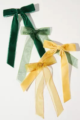 Velvet Chiffon Bow Clips, Set of 4 | Anthropologie (US)
