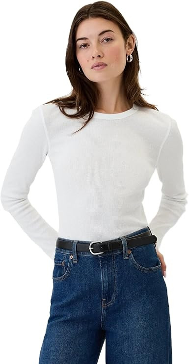 GAP Women's Long Sleeve Waffle Knit T-Shirt | Amazon (US)