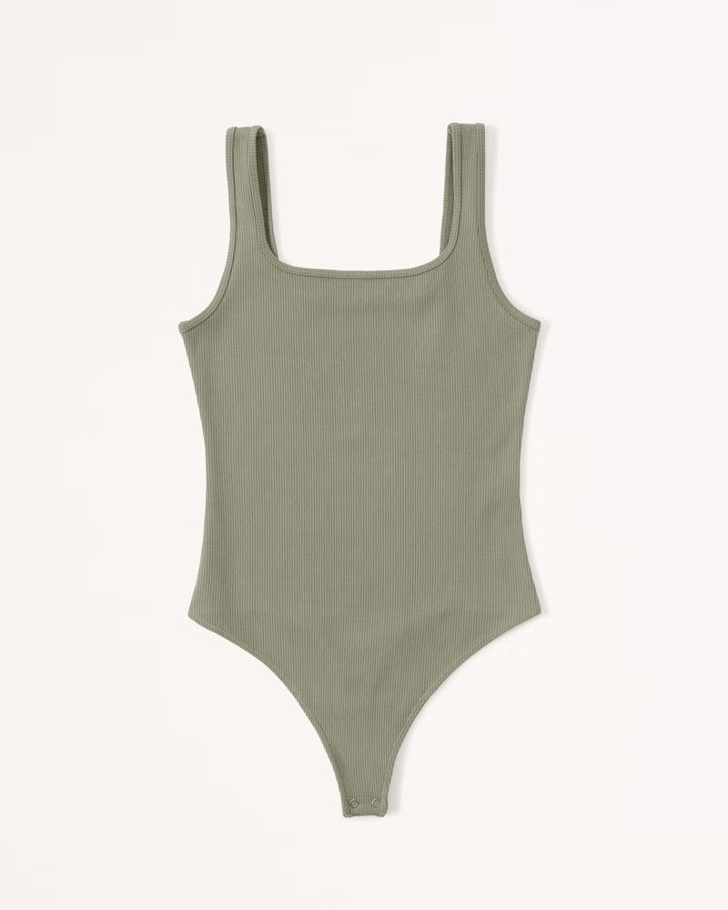 Seamless Rib Fabric Tank Bodysuit Green Bodysuit Bodysuits Summer Outfits Work Wear | Abercrombie & Fitch (US)