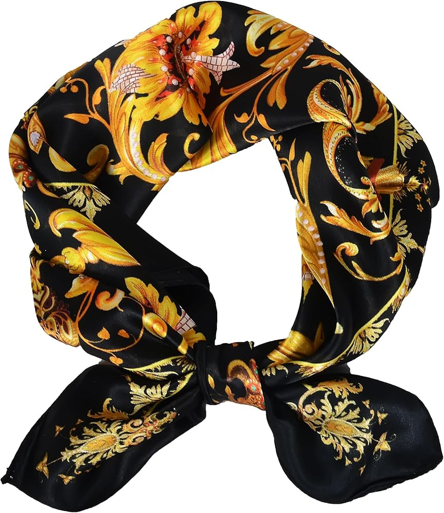 Women 100% Mulberry Silk Neck Scarf Lightweight Digital Print Small Square Scarfs- Neckerchief Gi... | Amazon (US)